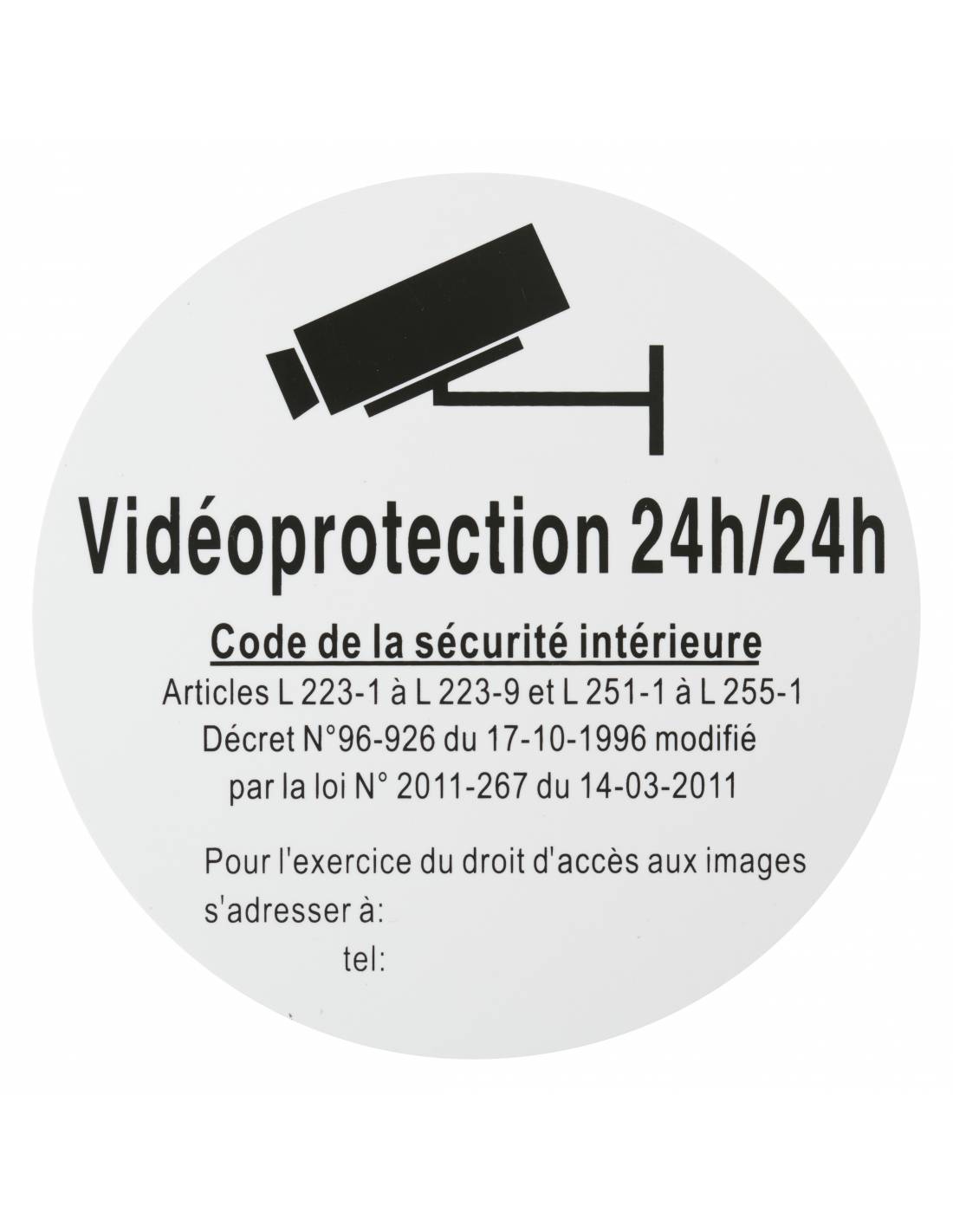 Disque de signalisation Vidéoprojection 24/24, polystyrène rigide adhésif, Ø180mm - THIRARD - Image 1