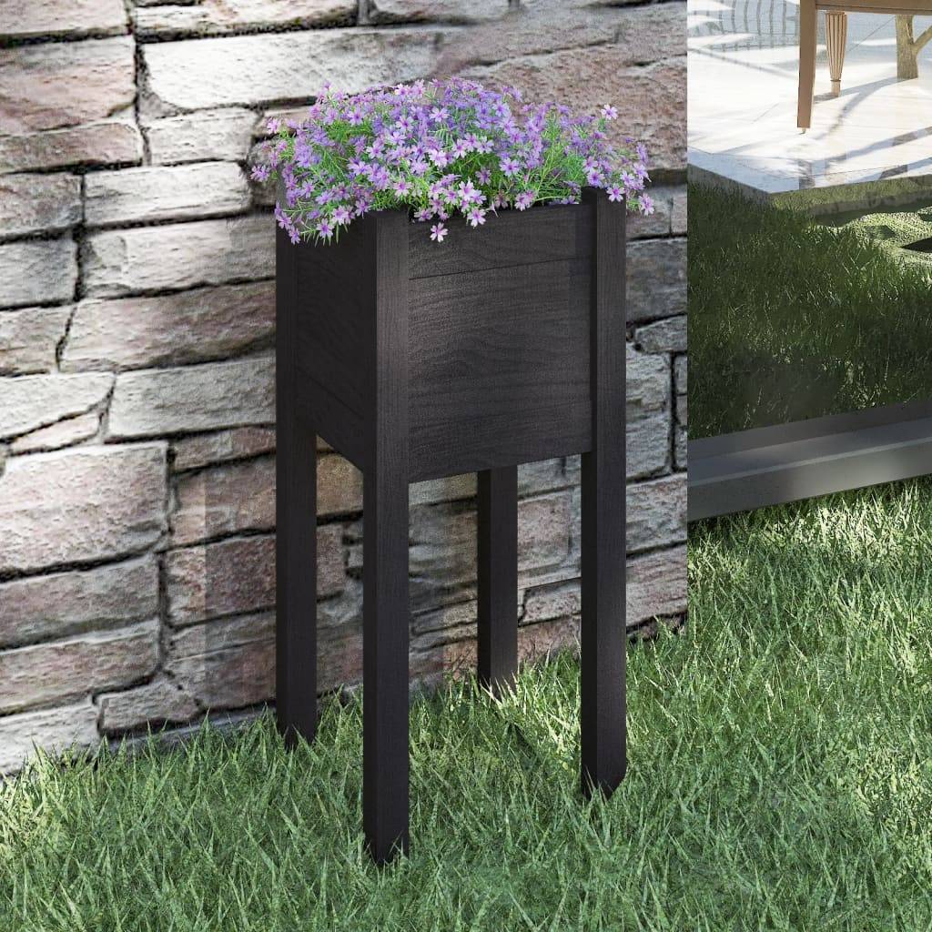Vidaxl - Jardinière d'extérieur Noir 31x31x70 cm Bois de pin massif vidaXL 810787 - Image 1