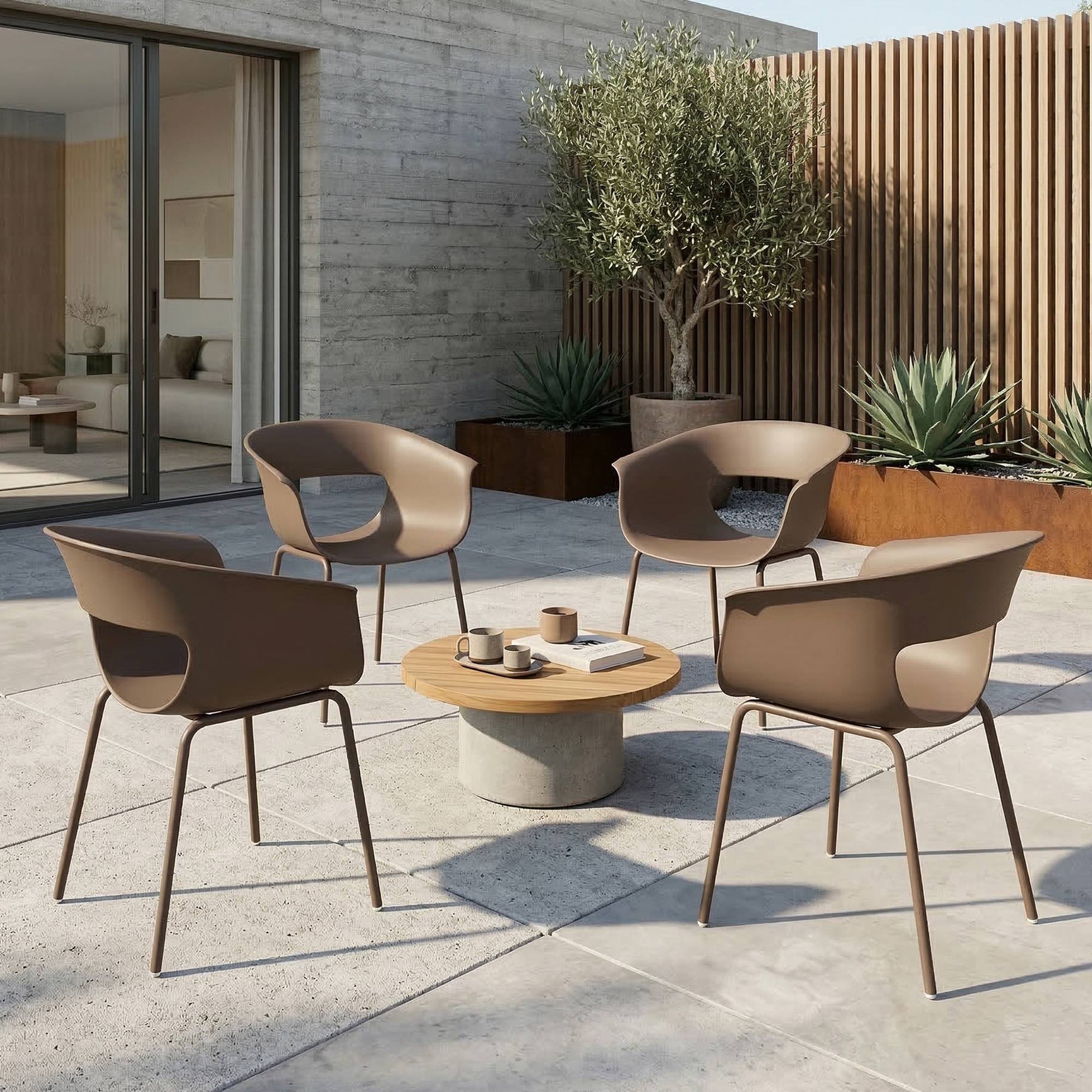 Lot de 4 chaises de jardin ergonomiques avec accoudoirs et design ...