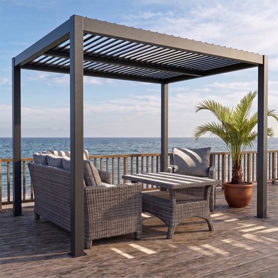 Pergola bioclimatique structure et lames orientables en aluminium 3x3m RHODES - Image 2