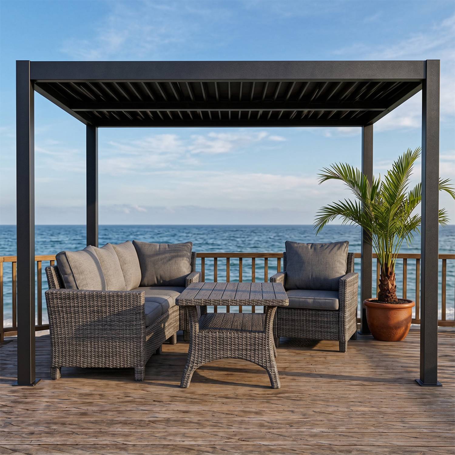 Pergola bioclimatique structure et lames orientables en aluminium 3x3m RHODES - Image 5