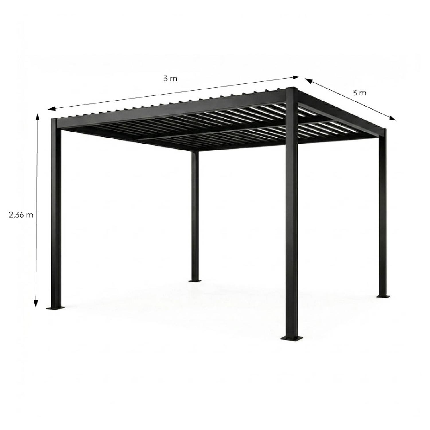 Pergola bioclimatique structure et lames orientables en aluminium 3x3m RHODES - Image 3