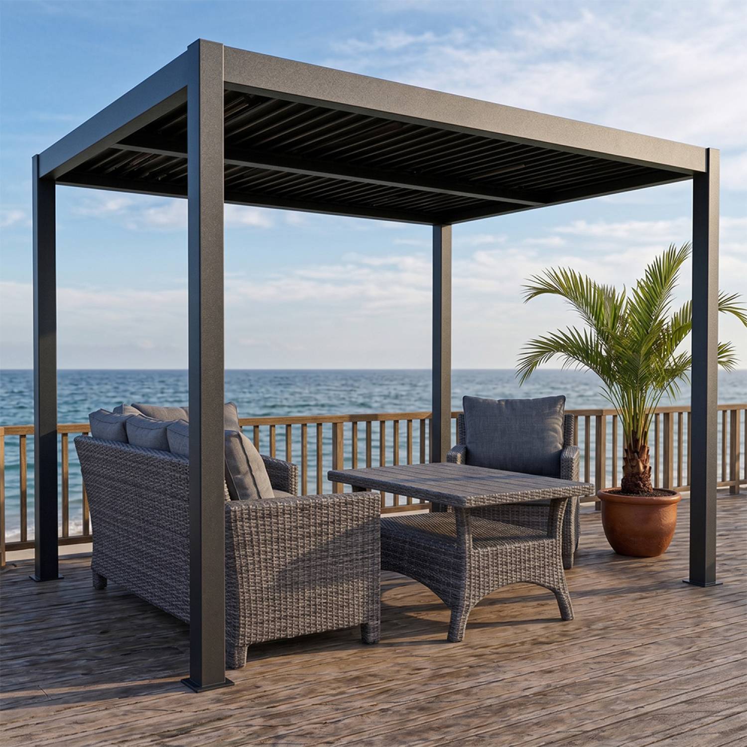 Pergola bioclimatique structure et lames orientables en aluminium 3x3m RHODES - Image 4