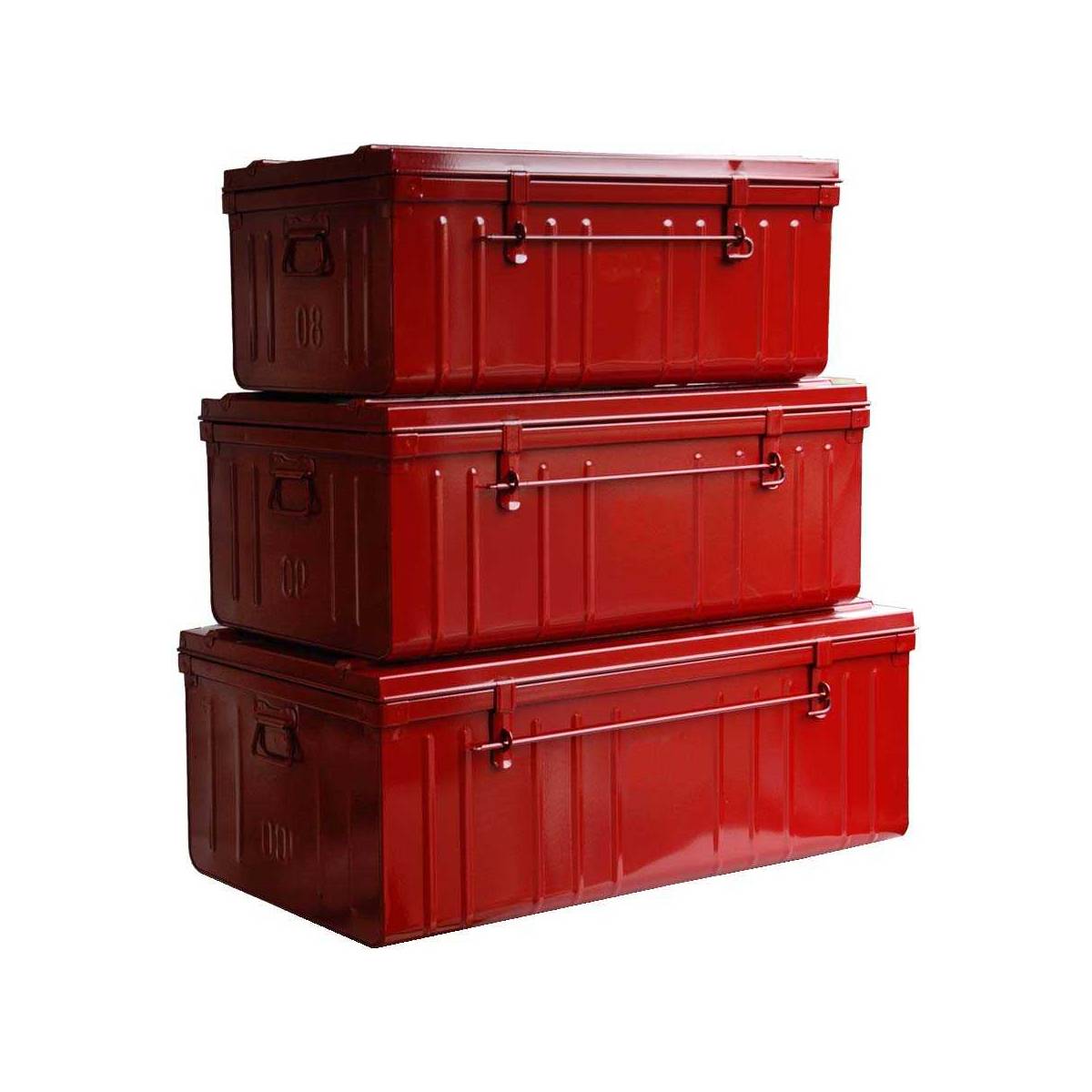 Pierre Henry - Cantine de rangement Premium en acier rouge Lot de 3 : 95, 130 et 175 litres