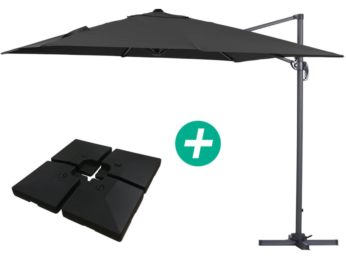 Habitat Et Jardin - Parasol Jardin Déporté Alu "sun 3" - Carré - 3 X 3 M - Noir - Dalles Incluses -habitat Et Jardin - Imagen 1