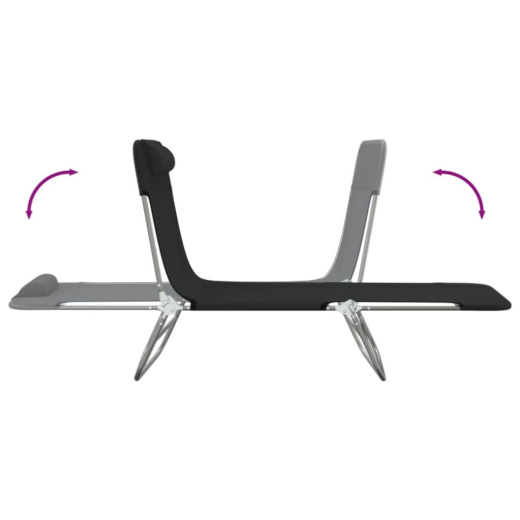 Vidaxl - Chaises longues pliables lot de 2 noir textilène et acier vidaXL 360181 - Image 8