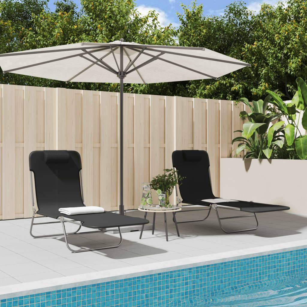 Vidaxl - Chaises longues pliables lot de 2 noir textilène et acier vidaXL 360181 - Image 1