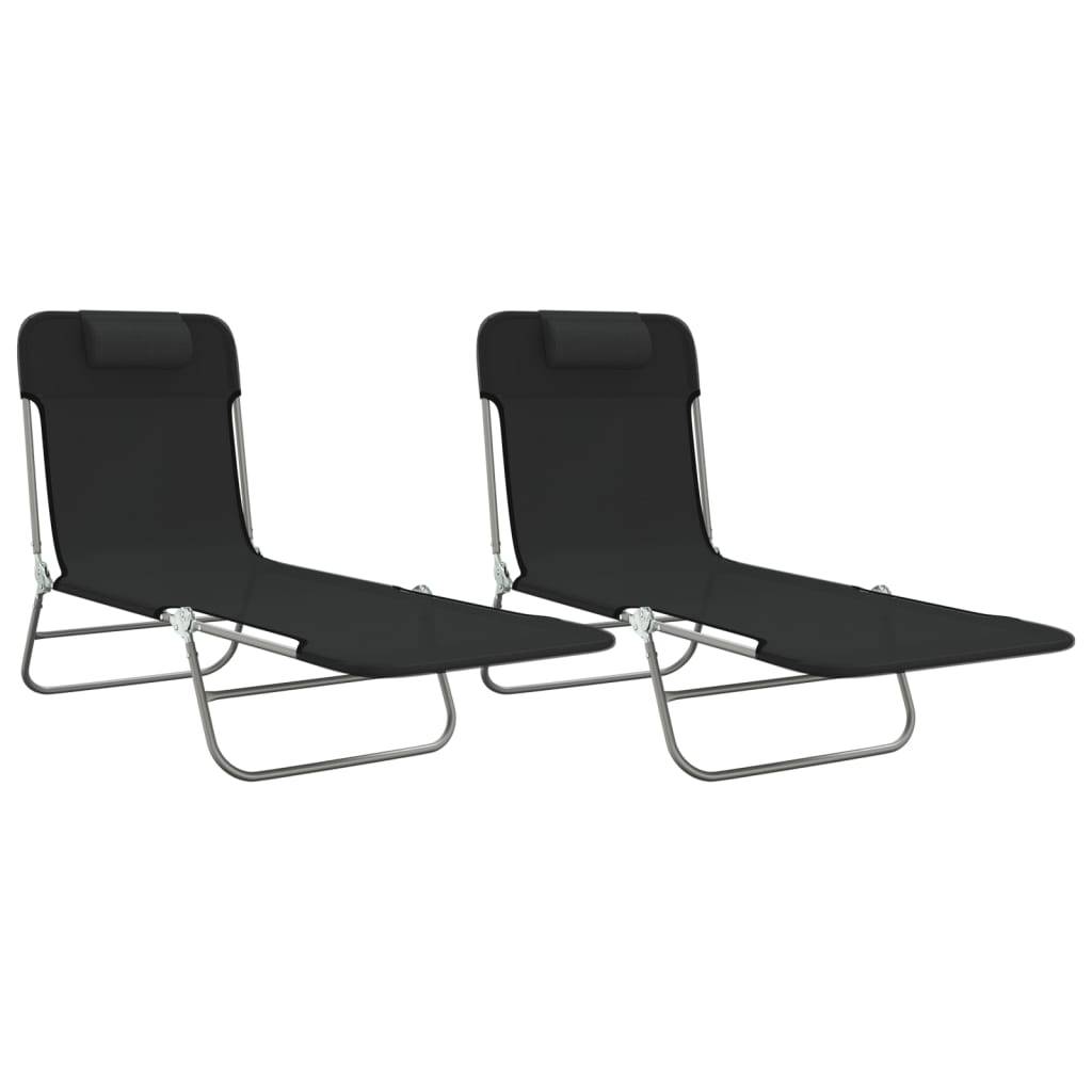 Vidaxl - Chaises longues pliables lot de 2 noir textilène et acier vidaXL 360181 - Image 2
