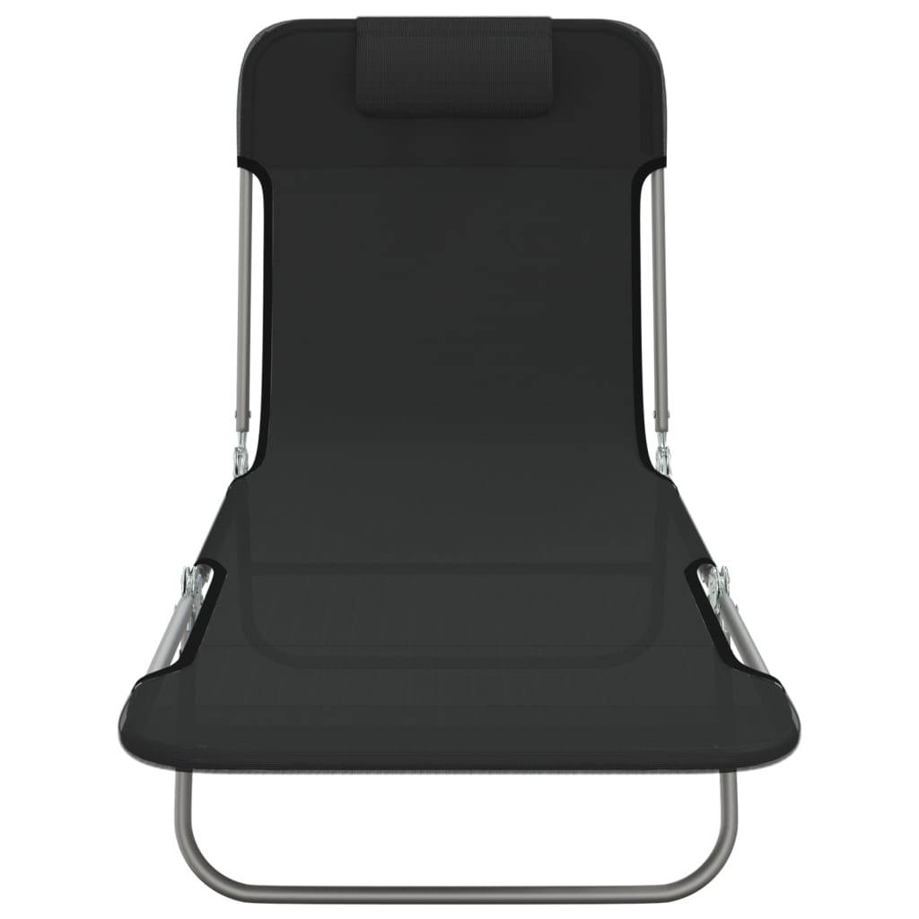 Vidaxl - Chaises longues pliables lot de 2 noir textilène et acier vidaXL 360181 - Image 10