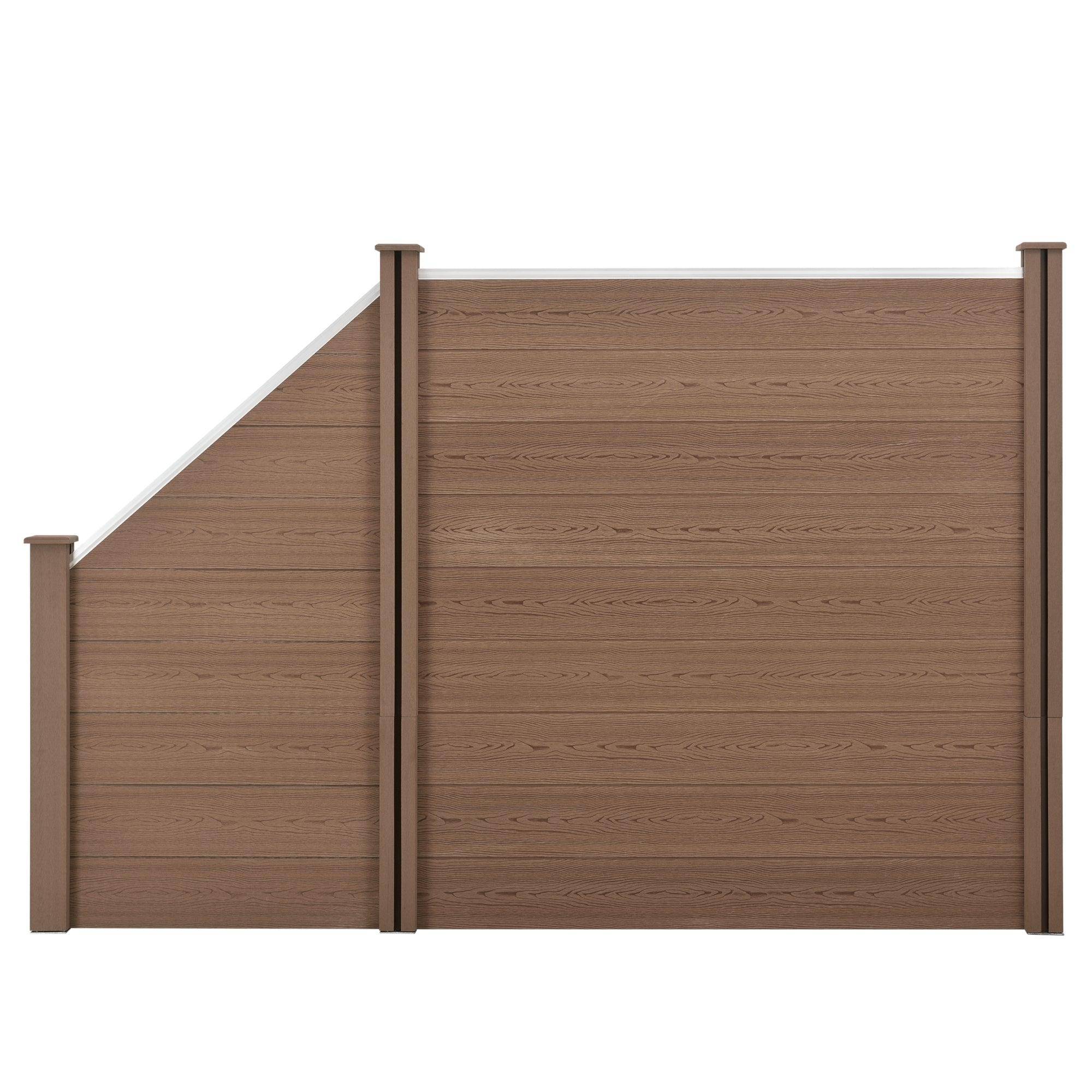 Helloshop26 - Clôture brise vue brise vent bois composite (wpc) quadratique et oblique brun 183 x 277 cm - Imagen 1