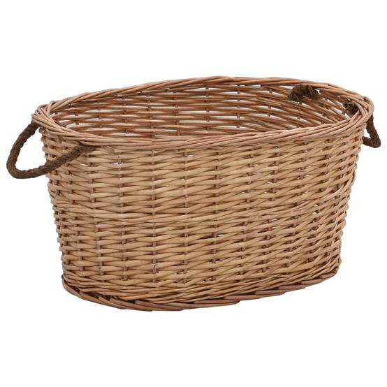 Panier à bûches en osier naturel avec poignées pour cheminée 56 cm – ComfortXL Outdoor Living - Image 1