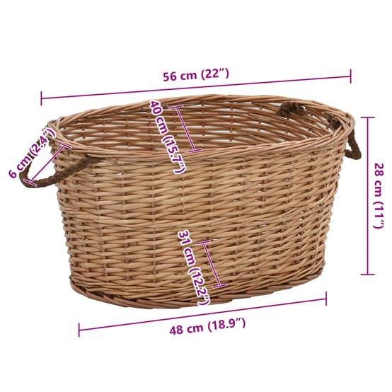 Panier à bûches en osier naturel avec poignées pour cheminée 56 cm – ComfortXL Outdoor Living - Image 8