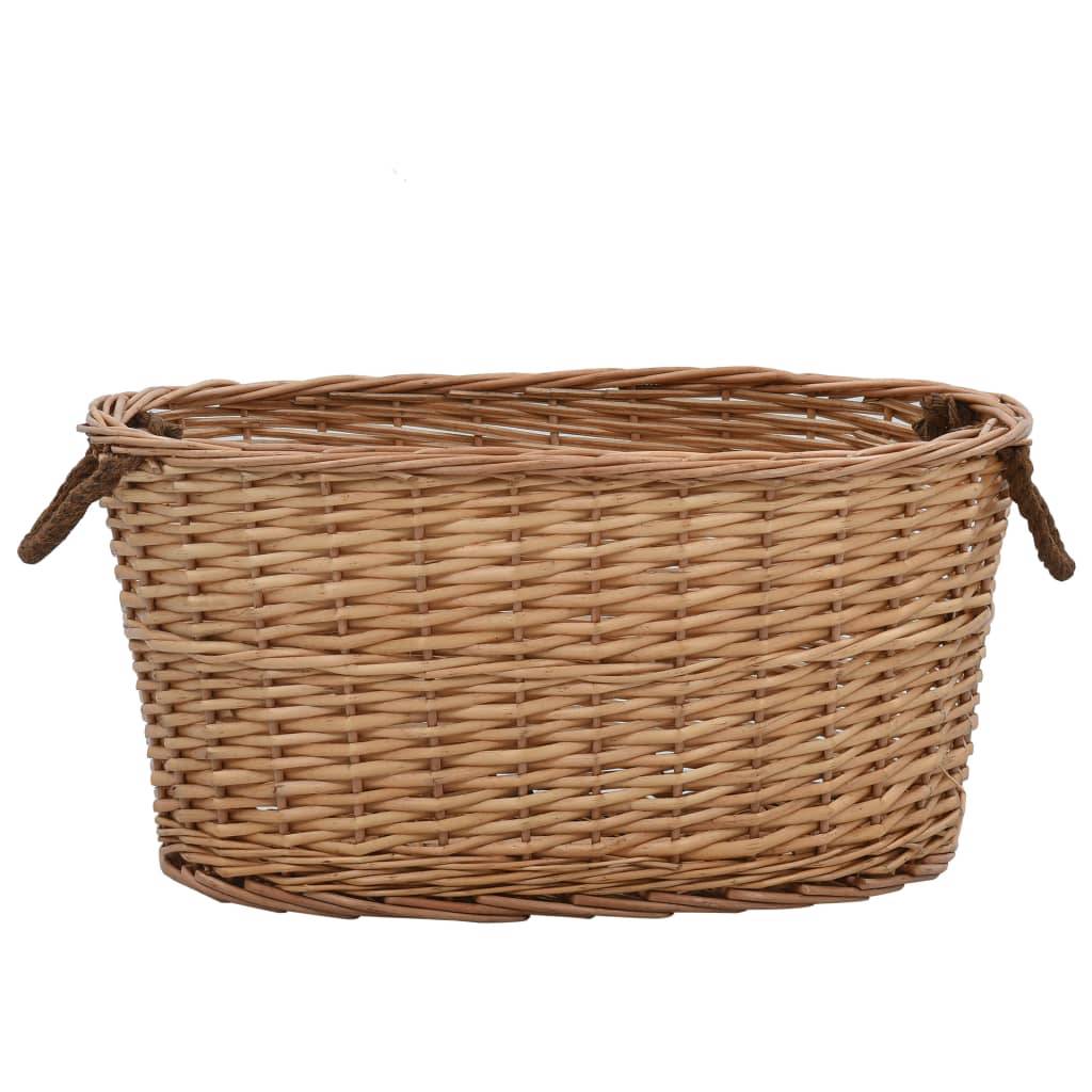 Panier à bûches en osier naturel avec poignées pour cheminée 56 cm – ComfortXL Outdoor Living - Image 2