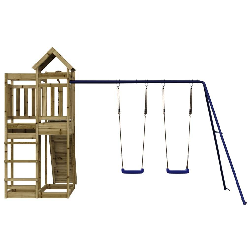 Helloshop26 - Aire de jeux d'extérieur balançoires toboggan portiques robuste jeux jardin 361 x 282 x 238 cm bois de pin imprégné - Imagen 4