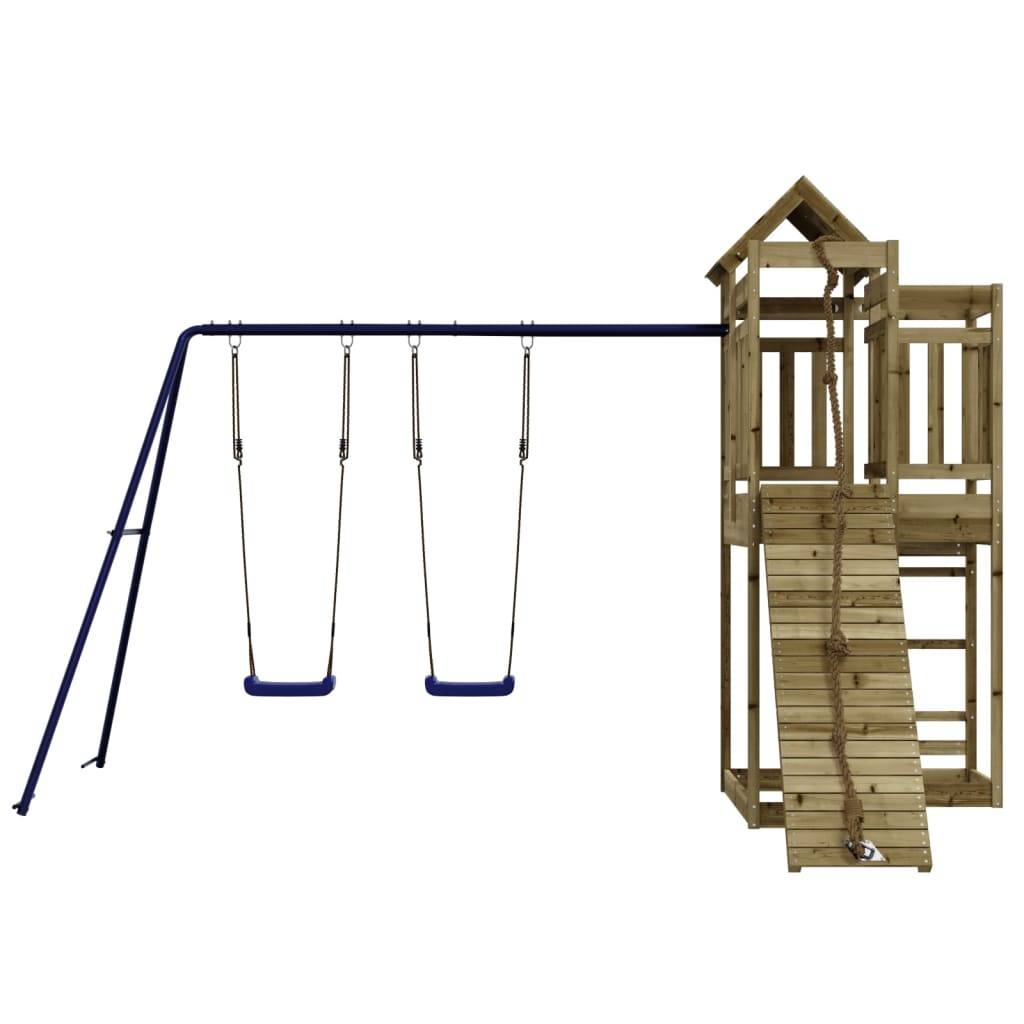 Helloshop26 - Aire de jeux d'extérieur balançoires toboggan portiques robuste jeux jardin 361 x 282 x 238 cm bois de pin imprégné - Imagen 3