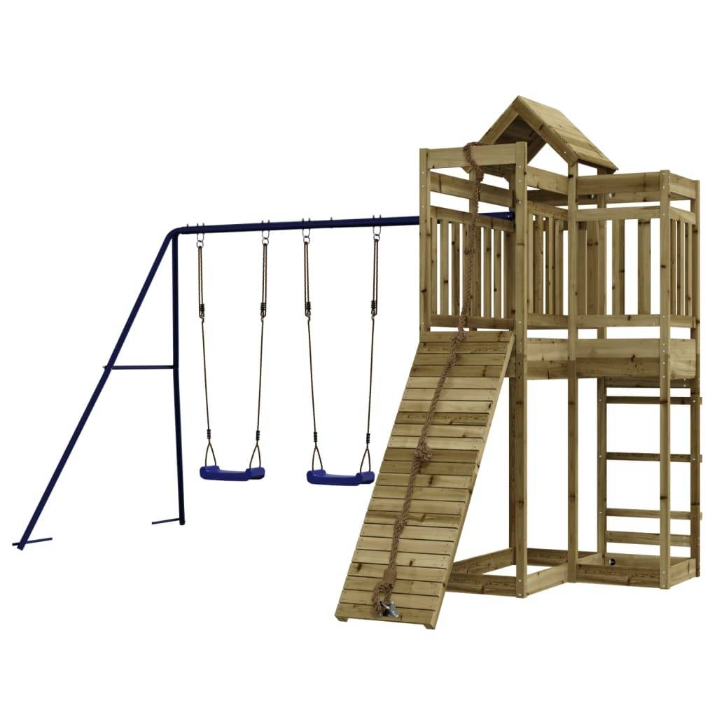 Helloshop26 - Aire de jeux d'extérieur balançoires toboggan portiques robuste jeux jardin 361 x 282 x 238 cm bois de pin imprégné - Imagen 2