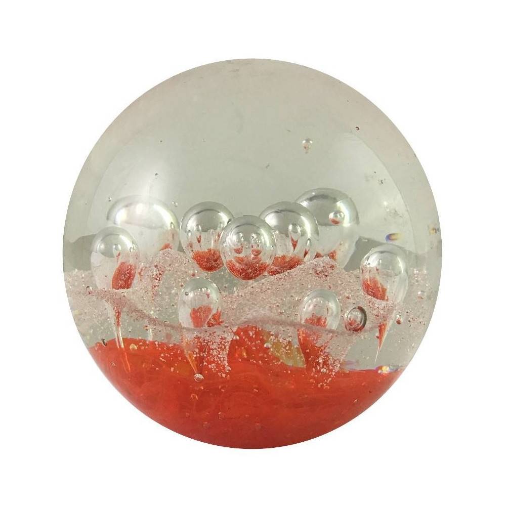 Presse papier sulfure "Gouttes" en verre rouge Ø.8 cm Chemin de campagne - Imagen 1