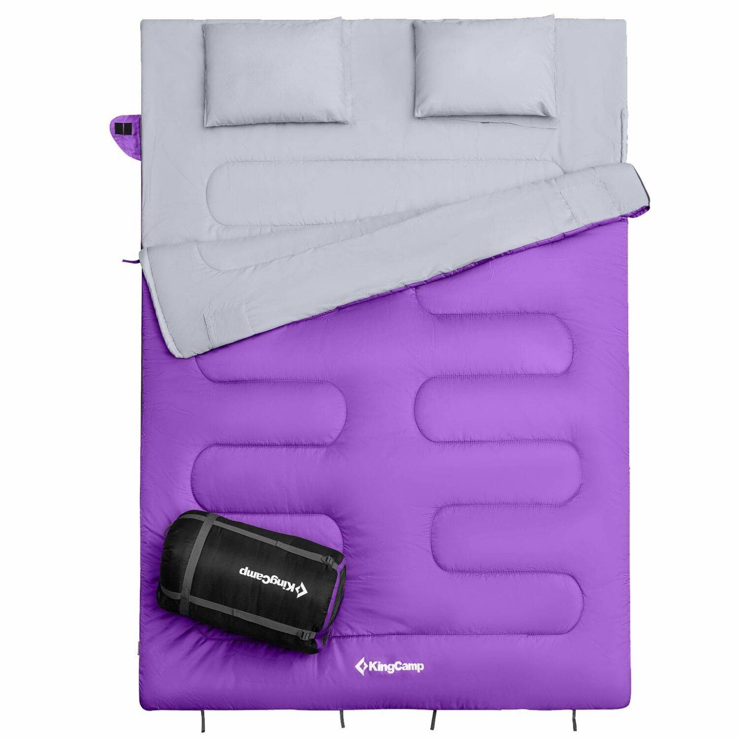 Sac de couchage 2 places - Modèle Oxygen - Violet - 220 x 150 cm - Kingcamp - Imagen 2