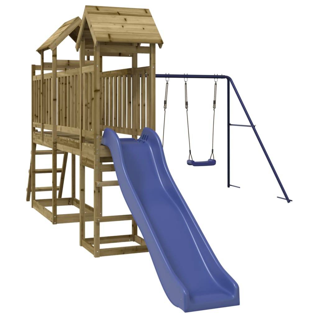 Helloshop26 - Aire de jeux d'extérieur balançoires toboggan portiques robuste jeux jardin 313 x 525 x 214 cm bois de pin imprégné - Imagen 1