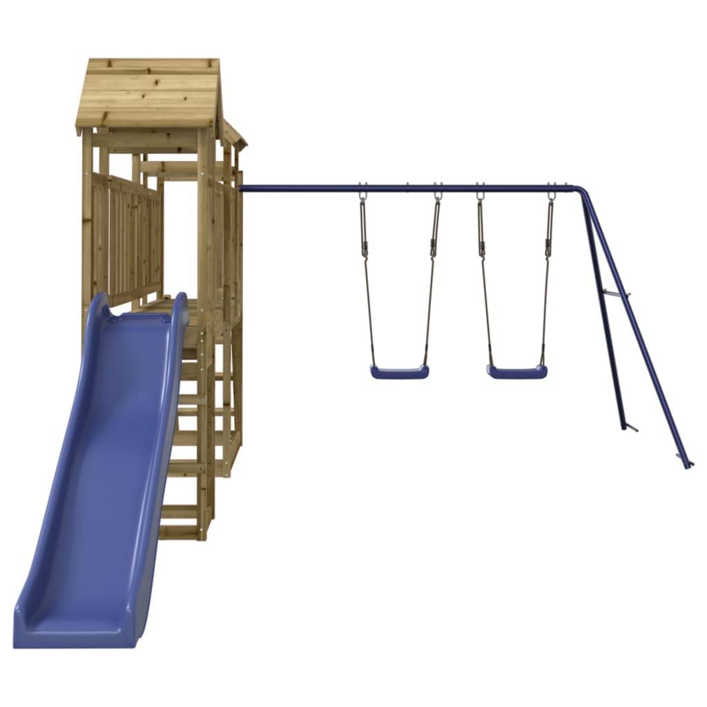 Helloshop26 - Aire de jeux d'extérieur balançoires toboggan portiques robuste jeux jardin 313 x 525 x 214 cm bois de pin imprégné - Imagen 3