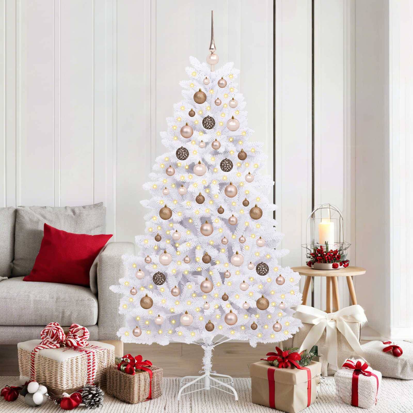 Vidaxl - Sapin de Noël artificiel Blanc 90 x 90 x 180 cm PVC et métal vidaXL 3210151 - Image 1
