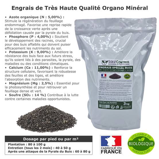 SOLU'CONTROL - Engrais Spécial Buis 3 kg - Formulation haute qualité Organo-Minérale - Image 2