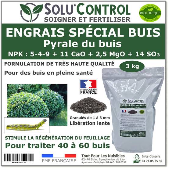 SOLU'CONTROL - Engrais Spécial Buis 3 kg - Formulation haute qualité Organo-Minérale - Image 1