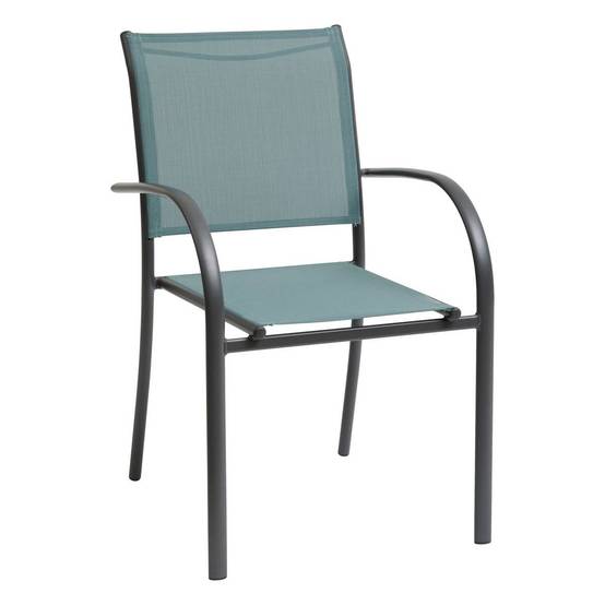 Hesperide - Fauteuil de jardin empilable "Piazza" vert jade & graphite en aluminium traité époxy Hespéride - Image 1