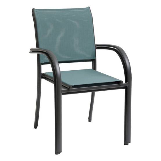 Hesperide - Fauteuil de jardin empilable "Piazza" vert jade & graphite en aluminium traité époxy Hespéride - Image 2