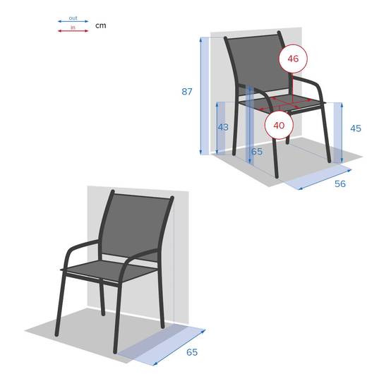 Hesperide - Fauteuil de jardin empilable "Piazza" vert jade & graphite en aluminium traité époxy Hespéride - Image 5