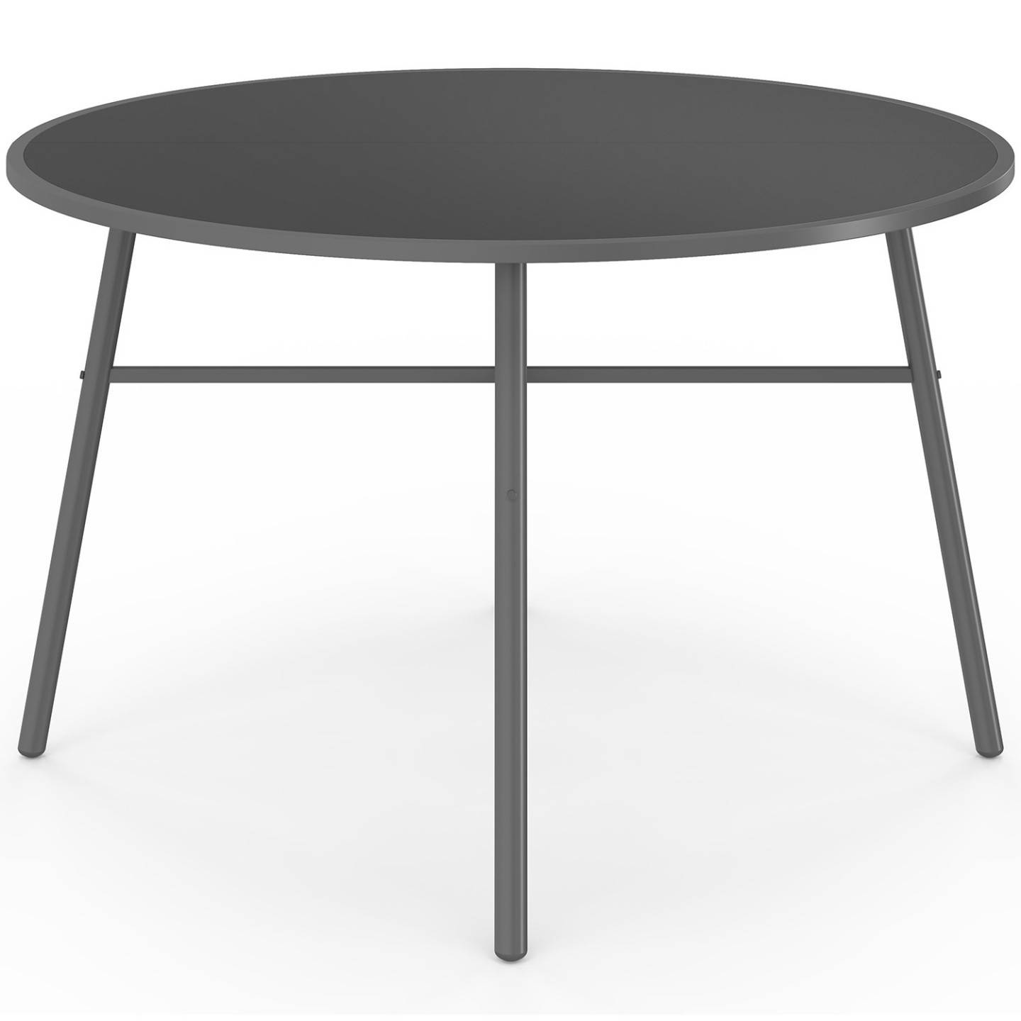 Salon de jardin MADRID table ronde 120 CM et 6 chaises empilables gris anthracite - Image 3