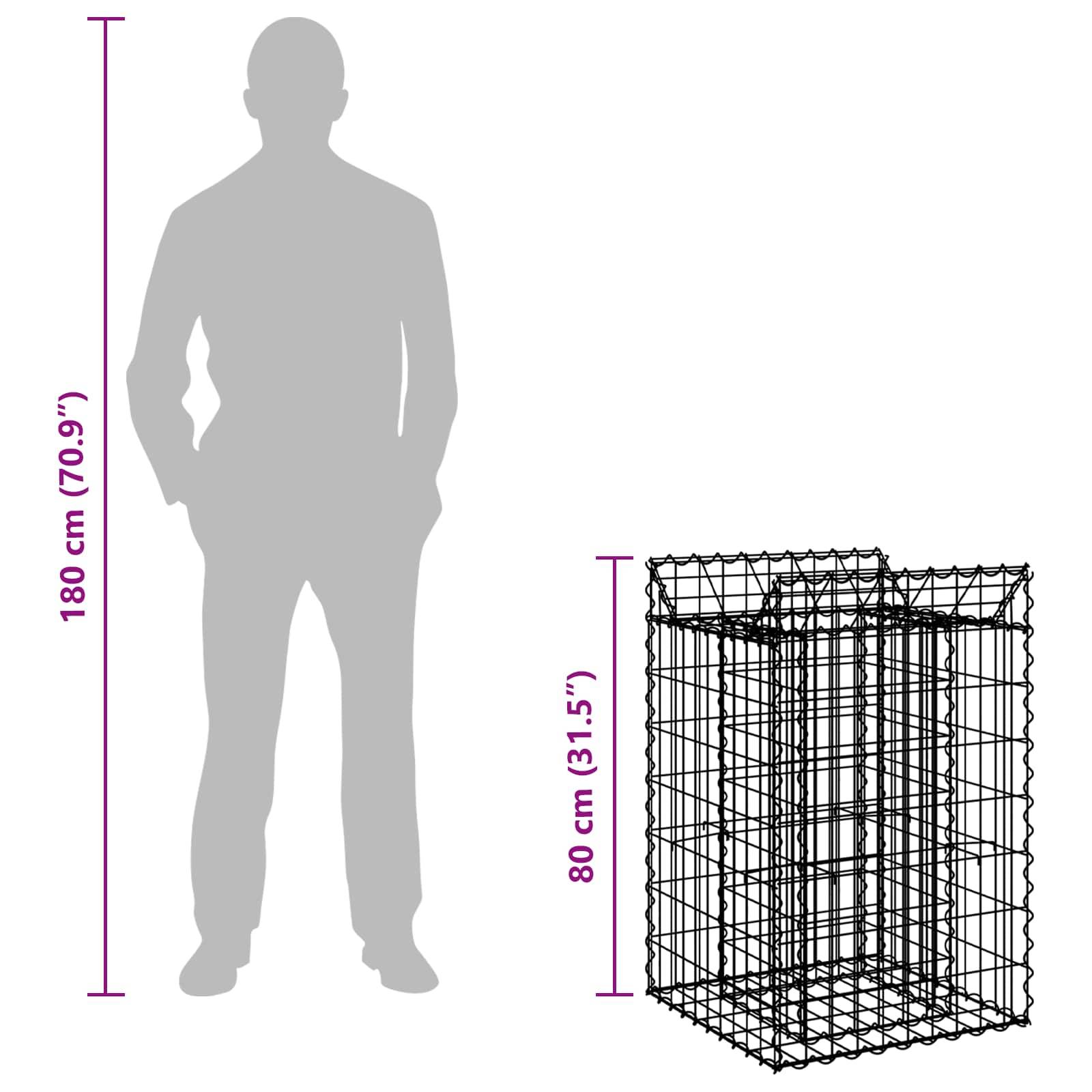 Lit surélevé gabion Acier galvanisé Argenté 50 x 50 x 80 cm, Poids :9.85kg - PANGIVO - Image 8