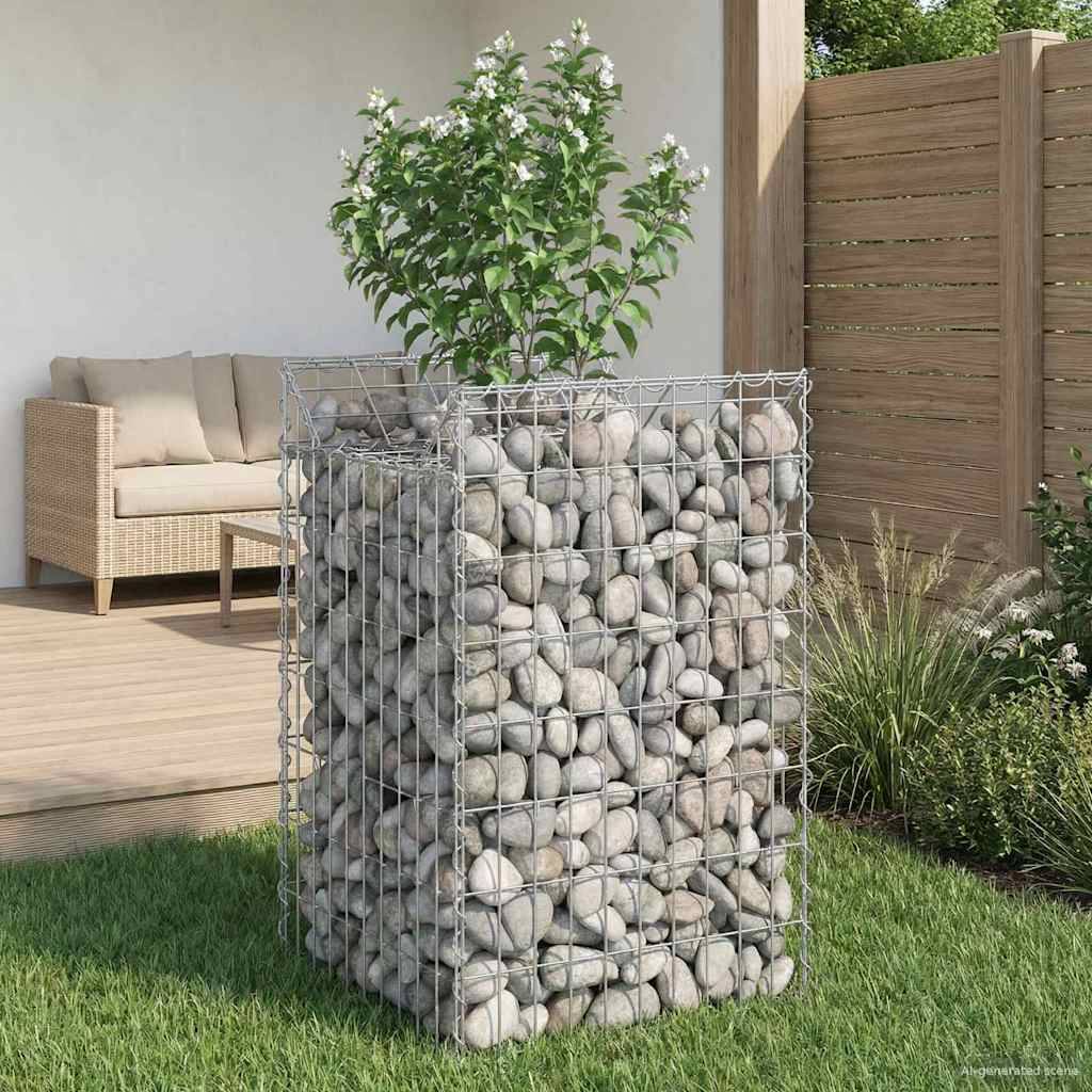 Lit surélevé gabion Acier galvanisé Argenté 50 x 50 x 80 cm, Poids :9.85kg - PANGIVO - Image 1