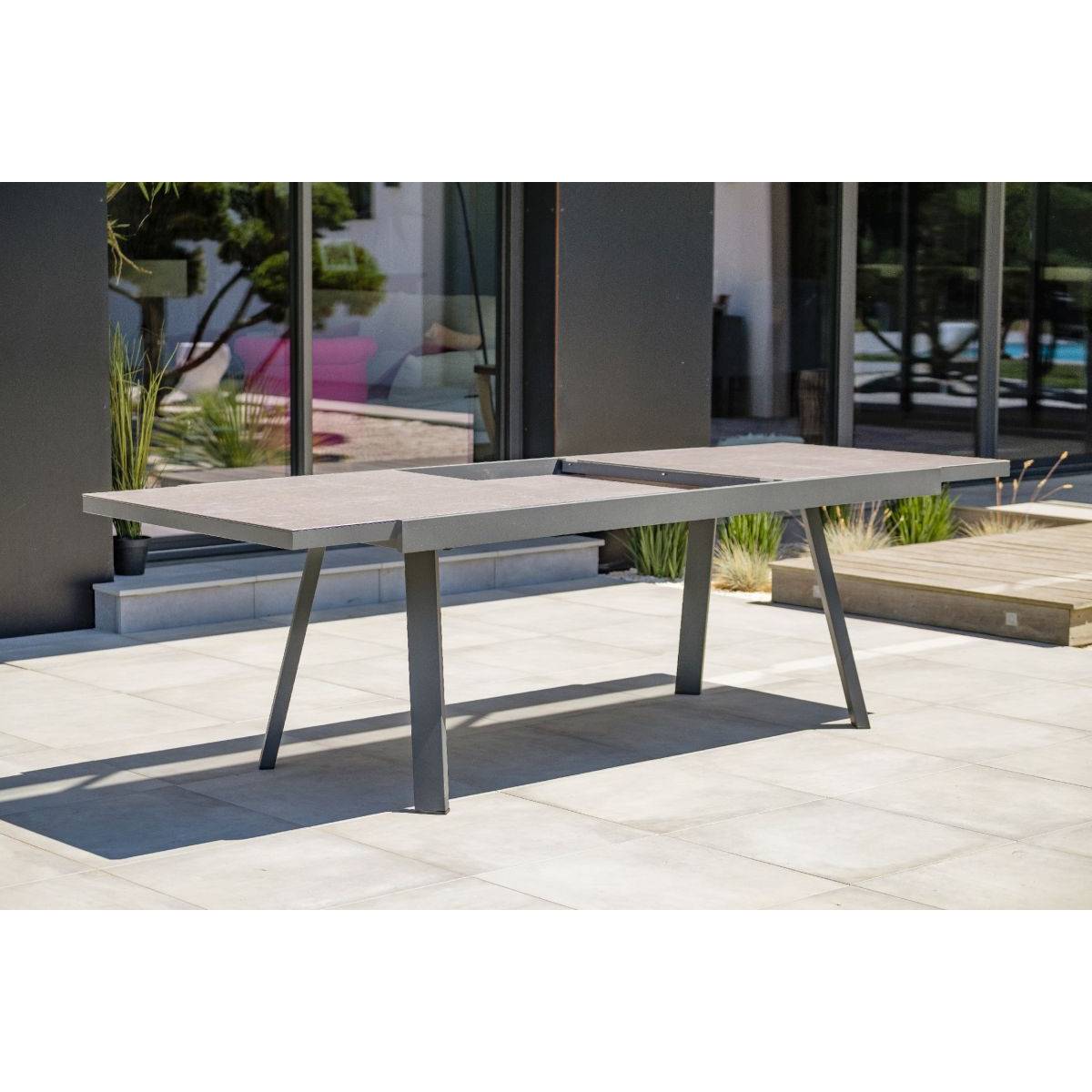 Dcb Garden - Table de Jardin Extensible en Céramique "Stockholm" 200-300cm Gris Anthracite - Imagen 7