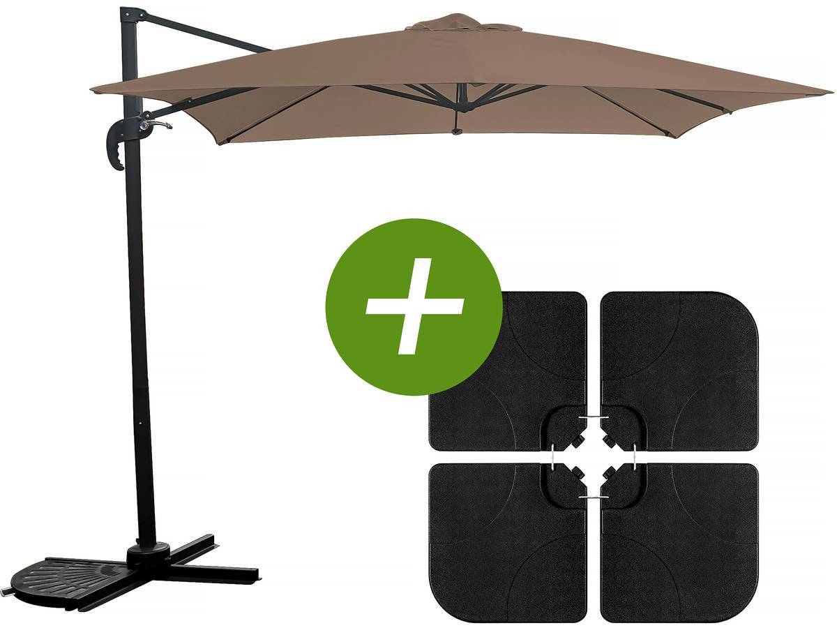 Parasol Jardin Déporté "soleil" - Carré - 2.5 X 2.5 M - Taupe + Dalles à Lester Incluses -habitat Et Jardin - Imagen 1