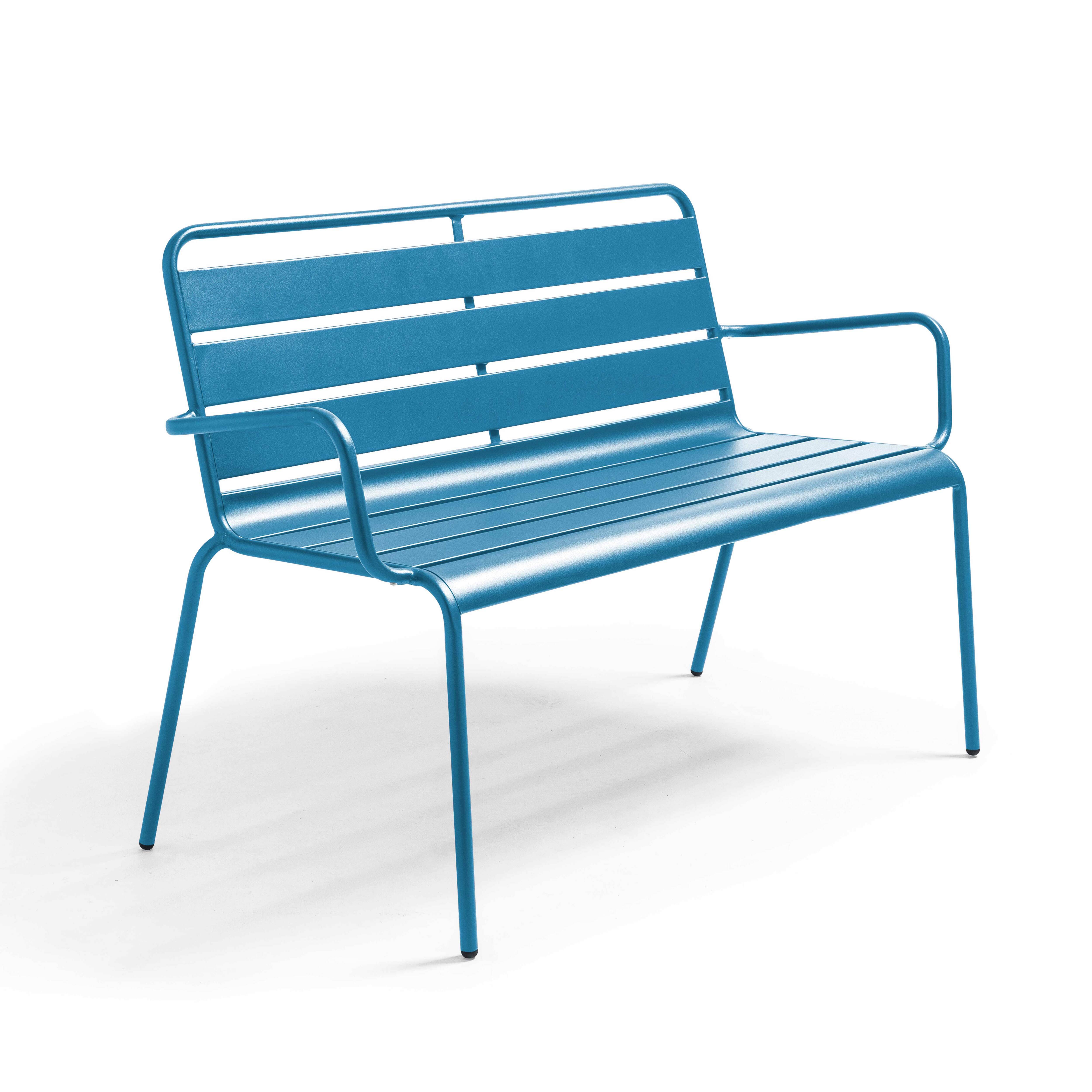 Oviala - Banc de jardin en métal bleu pacific Palavas - Oviala - Image 1