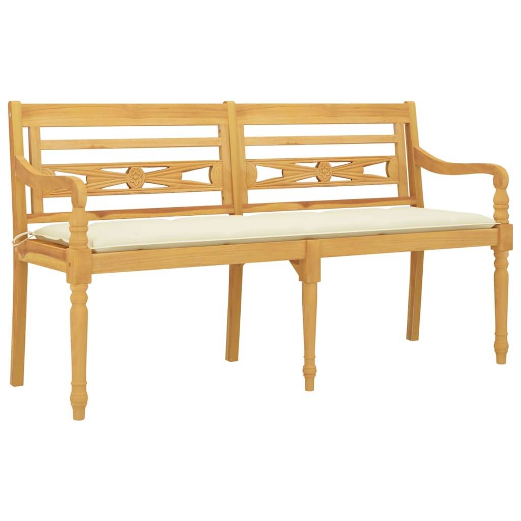 PANGIVO - Banc de jardin bois de teck naturel et crème 150 x 51.5 x 84 cm - PANGIVO - Image 3