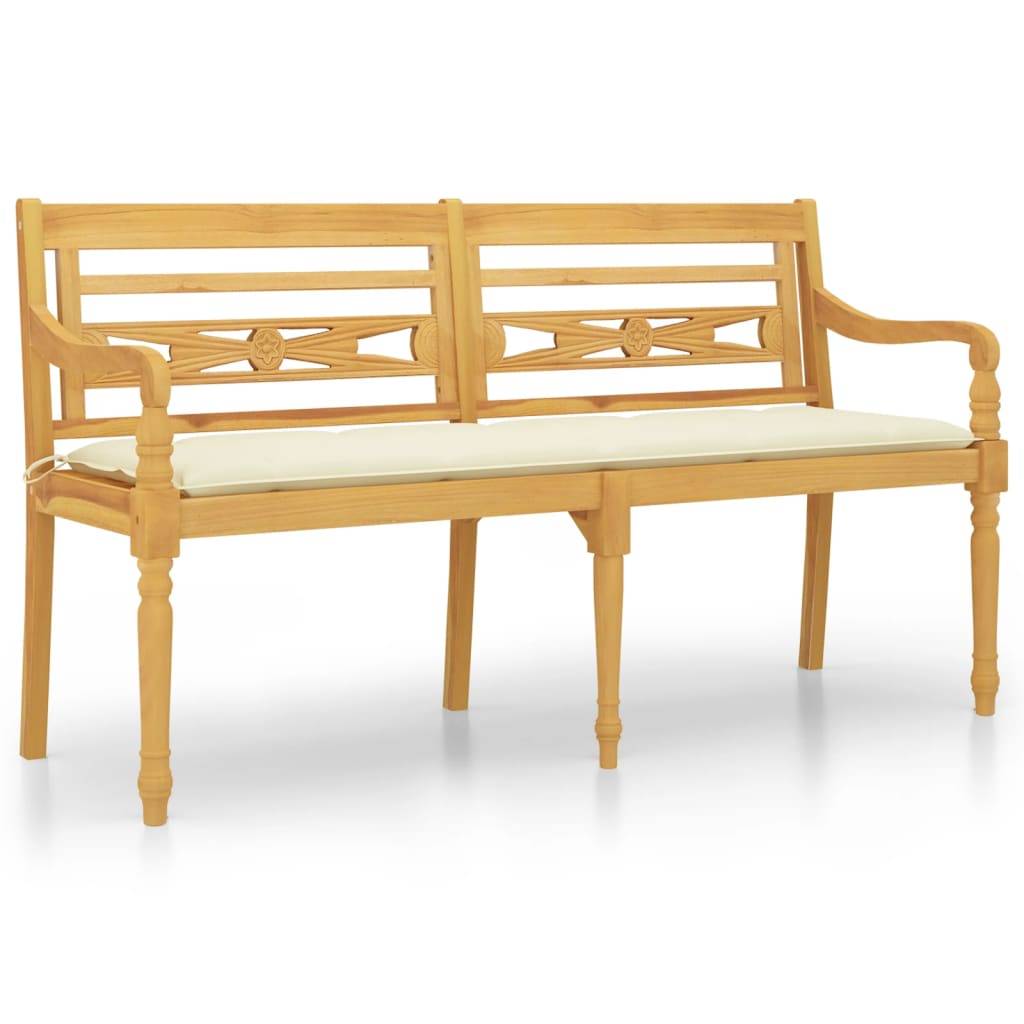 PANGIVO - Banc de jardin bois de teck naturel et crème 150 x 51.5 x 84 cm - PANGIVO - Image 2