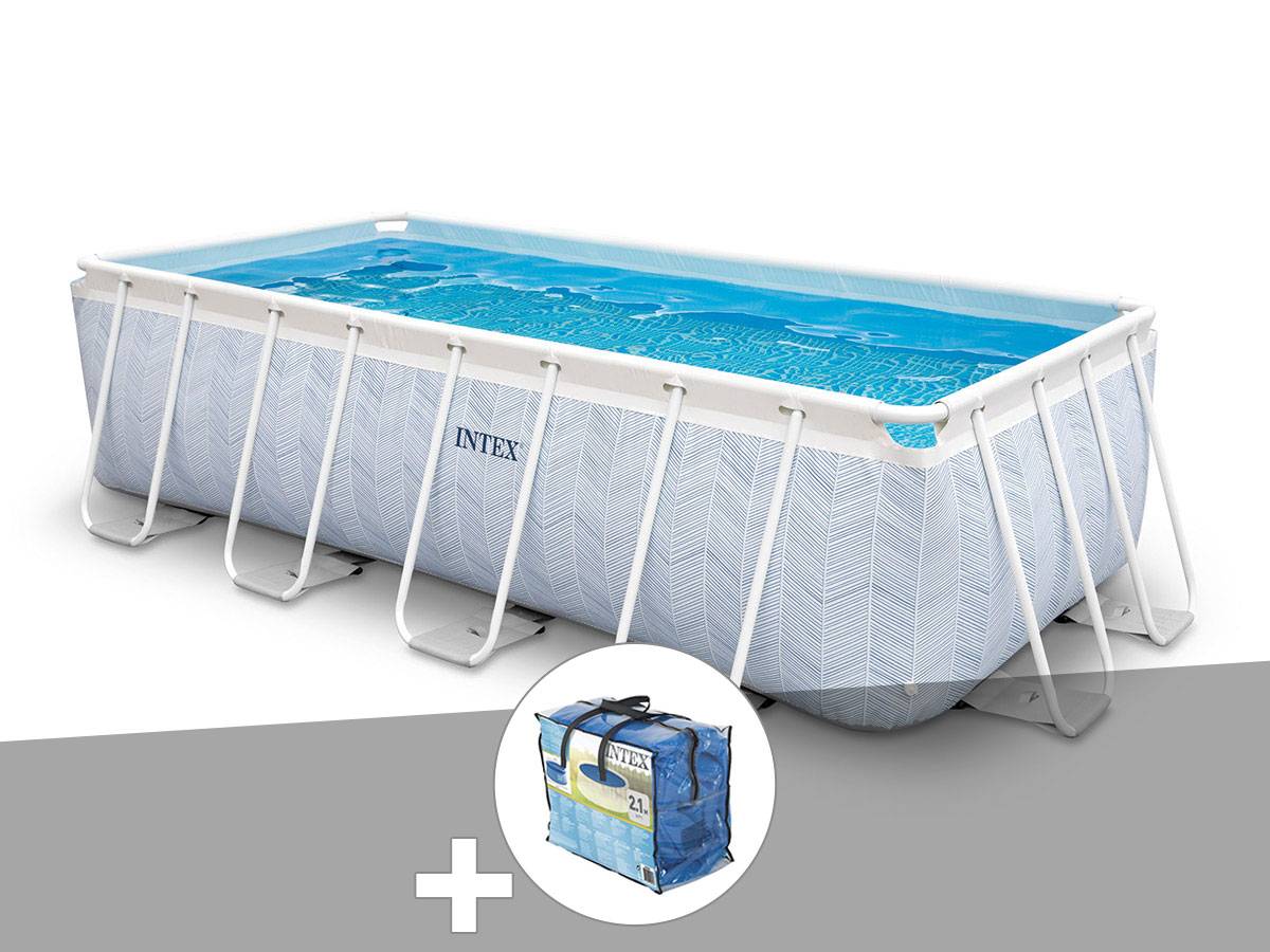 Kit piscine tubulaire Intex Chevron rectangulaire 4,00 x 2,00 x 1,00 m + Bâche à bulles - Imagen 1