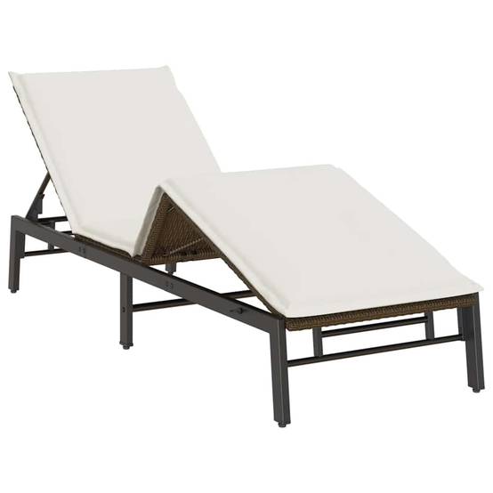 Bain de soleil résine tressée jardin dossier réglable 3 positions marron - ComfortXL Outdoor Living - Image 5