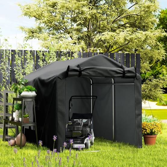 Tente de garage portable 220x157x165cm noire imperméable anti-UV avec porte - Image 8