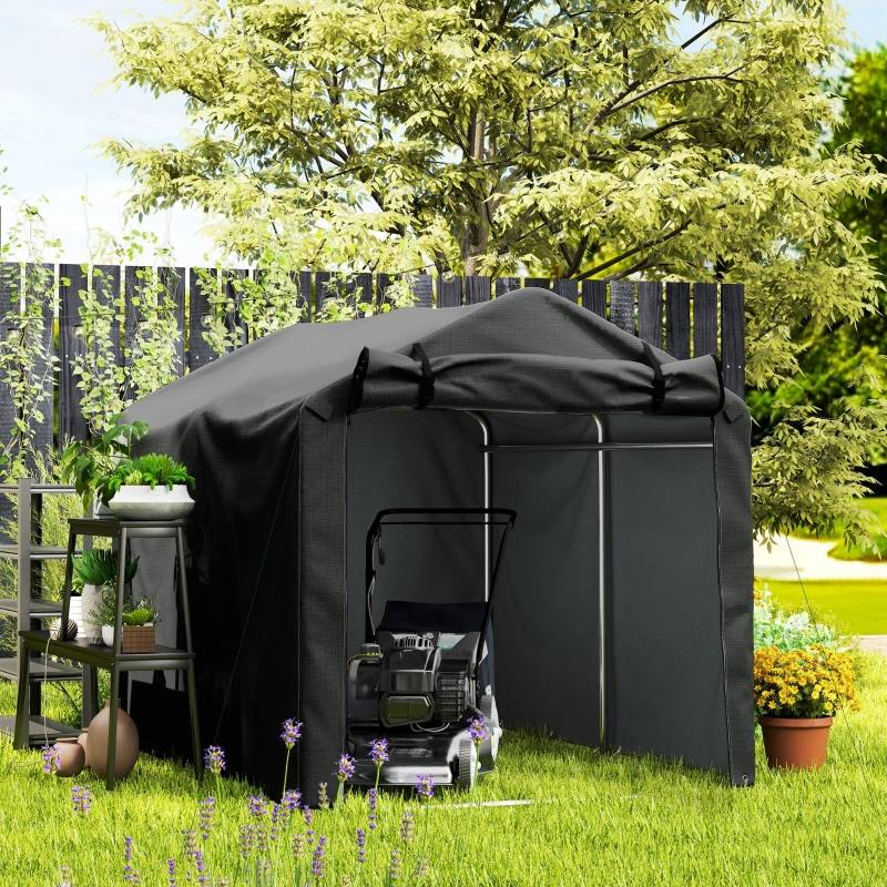 Tente de garage portable 220x157x165cm noire imperméable anti-UV avec porte - Image 8