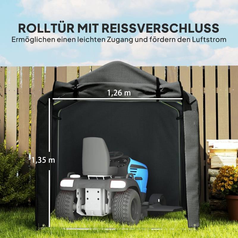 Tente de garage portable 220x157x165cm noire imperméable anti-UV avec porte - Image 5