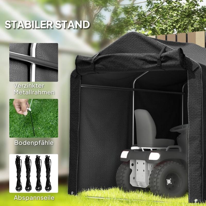 Tente de garage portable 220x157x165cm noire imperméable anti-UV avec porte - Image 4