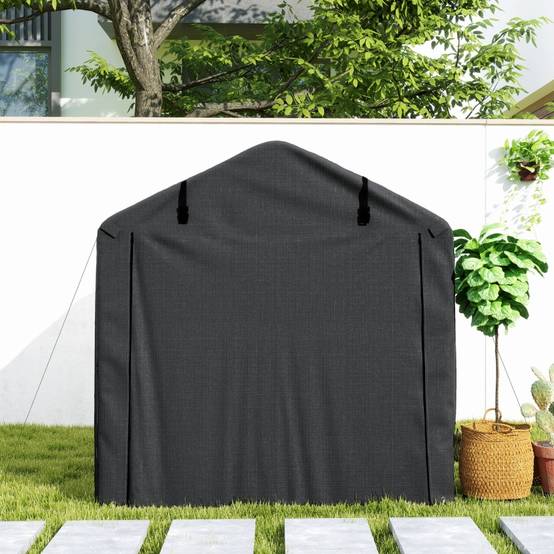 Tente de garage portable 220x157x165cm noire imperméable anti-UV avec porte - Image 7