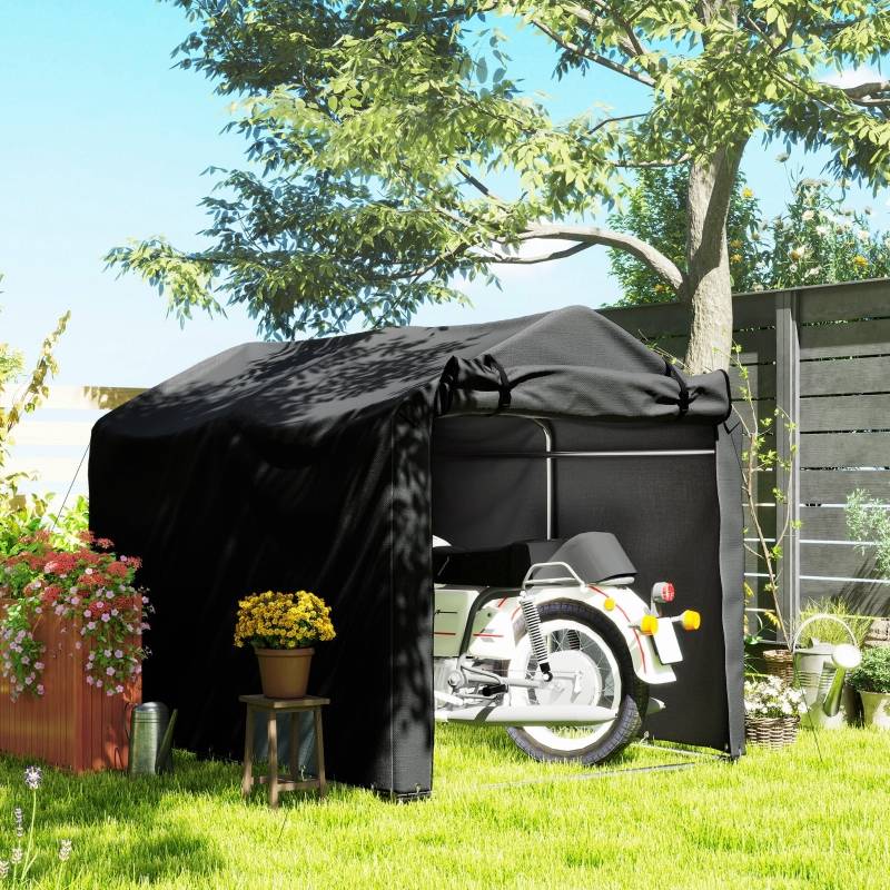 Tente de garage portable 220x157x165cm noire imperméable anti-UV avec porte - Image 2