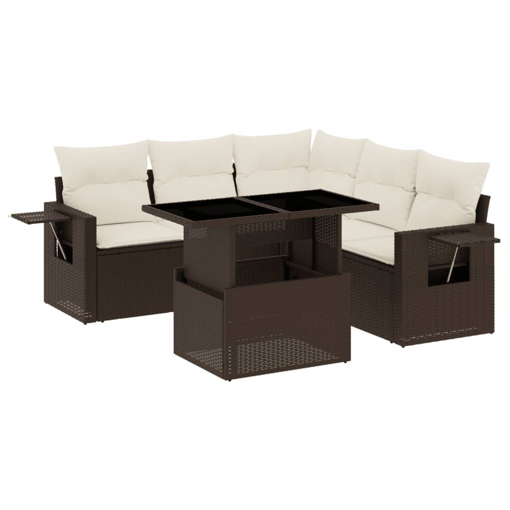 ComfortXL - Salon de Jardin Repas 6 Pièces Résine Tressée Table Hauteur Réglable pour Terrasse Marron – ComfortXL Outdoor Living - Image 2