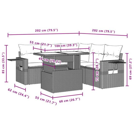 ComfortXL - Salon de Jardin Repas 6 Pièces Résine Tressée Table Hauteur Réglable pour Terrasse Marron – ComfortXL Outdoor Living - Image 3
