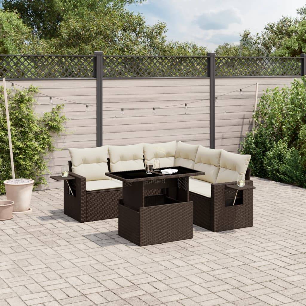 ComfortXL - Salon de Jardin Repas 6 Pièces Résine Tressée Table Hauteur Réglable pour Terrasse Marron – ComfortXL Outdoor Living - Image 1