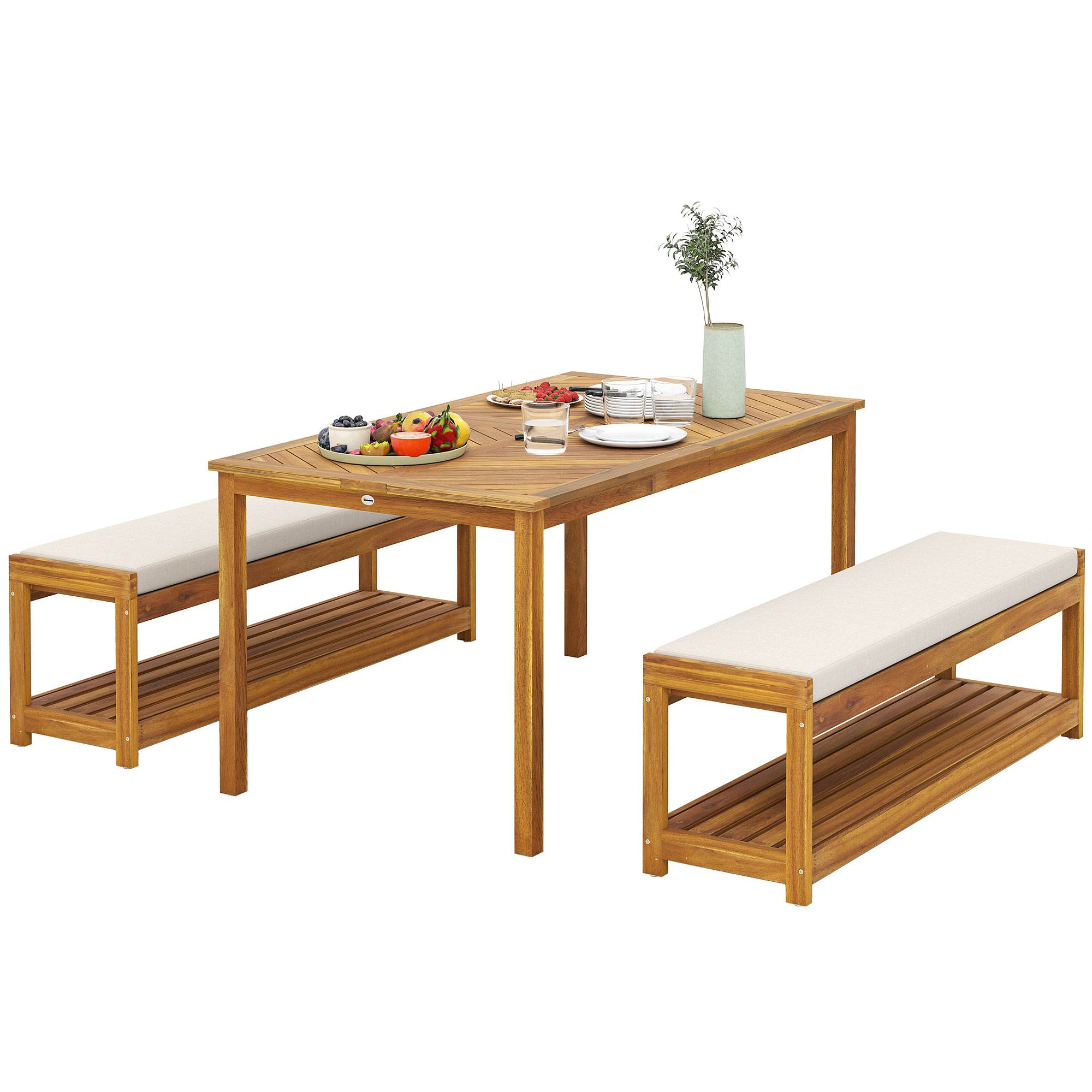 Salon de jardin bois d'acacia naturel 150 x 85 x 75 cm - PANGIVO - Image 2